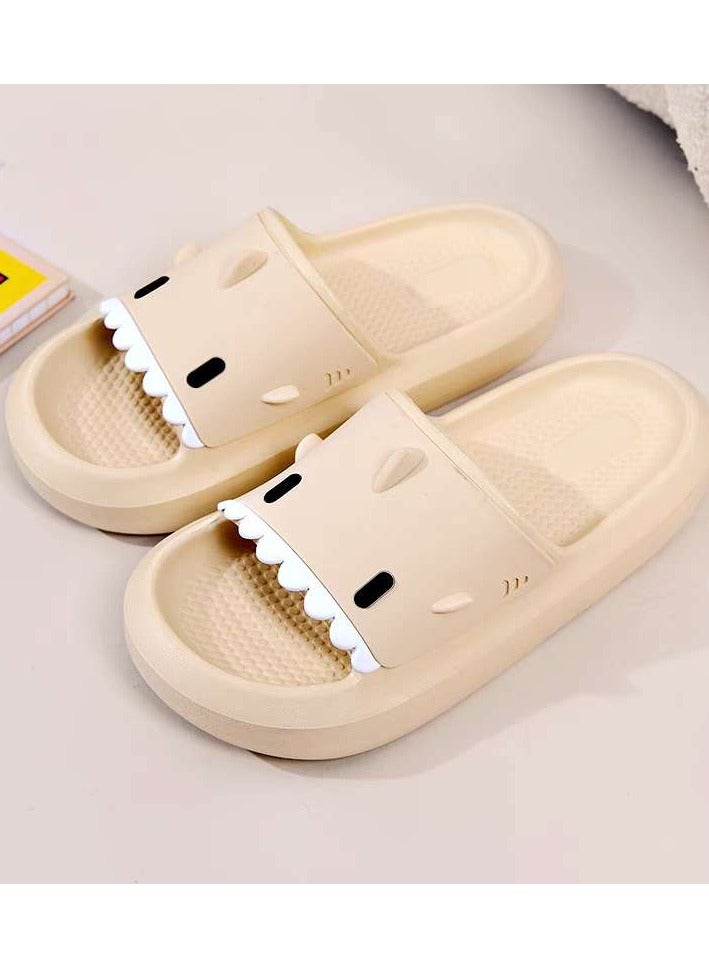 Couple parent-child cartoon slippers, cute indoor and outdoor cartoon slippers, non-slip beach sandals (off-white) - Image 3