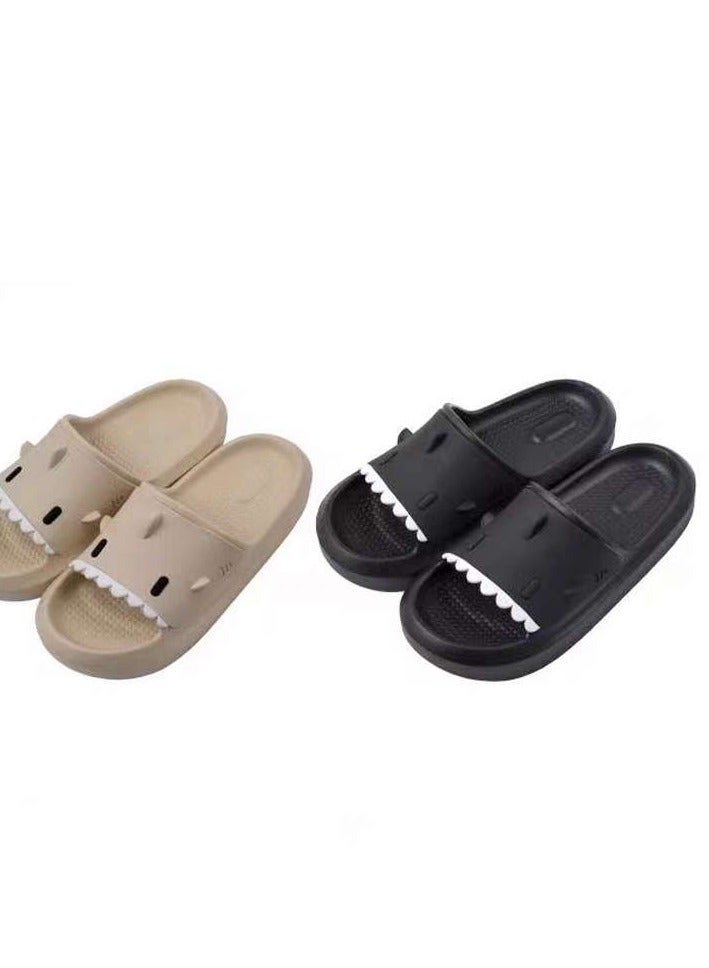 Couple parent-child cartoon slippers, cute indoor and outdoor cartoon slippers, non-slip beach sandals (off-white) - Image 4