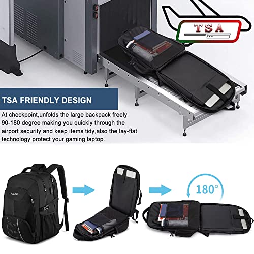 PUSLOM Extra Large Backpack for Men 55L,18.4Inch Travel Laptop Backpack with USB Charging Port Business Flight Approved Carry On Backpack,TSA Big Capacity Heavy Duty Computer Bag College Bookbag,Black - Image 5