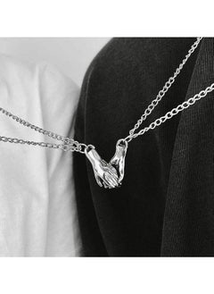 Generic Fashion Holding Hands Magnetic For Couple Silver Necklace  - Image 1