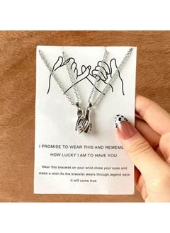 Generic Fashion Holding Hands Magnetic For Couple Silver Necklace  - Image 2