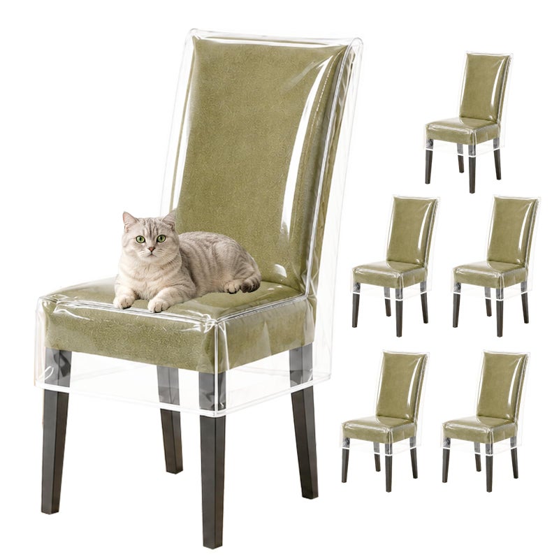 Drihara 6 Pack Clear Plastic Chair Covers for Dining Chairs Waterproof Dining Room Chair Protectors Reusable PE Plastic Slipcovers for Spills Dust Pet Hair Food Crumbs and Storage 19D x 21W x 23H - Image 2