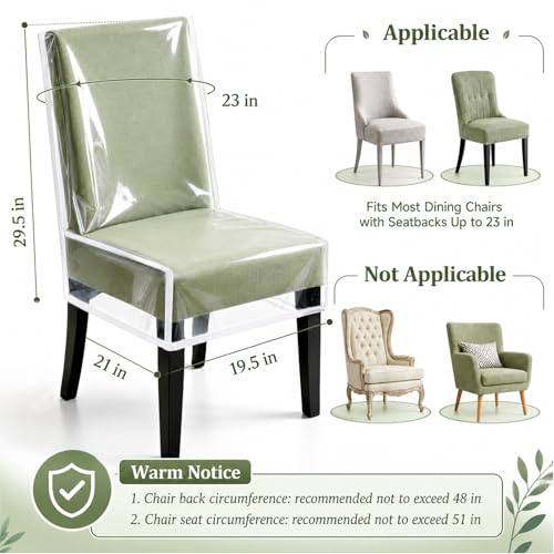 Drihara 6 Pack Clear Plastic Chair Covers for Dining Chairs Waterproof Dining Room Chair Protectors Reusable PE Plastic Slipcovers for Spills Dust Pet Hair Food Crumbs and Storage 19D x 21W x 23H - Image 3