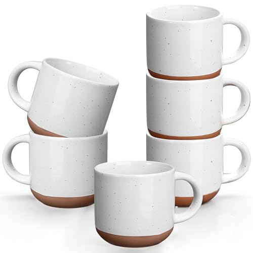 Gencywe Ceramic Mini Espresso Cups Set of 6, 5 oz Espresso Mugs with Handle, Porcelain Coffee Mugs Demitasse Cups, White Espresso Cups, Microwave Dishwasher Safe Suit for Espresso Machine - Image 1