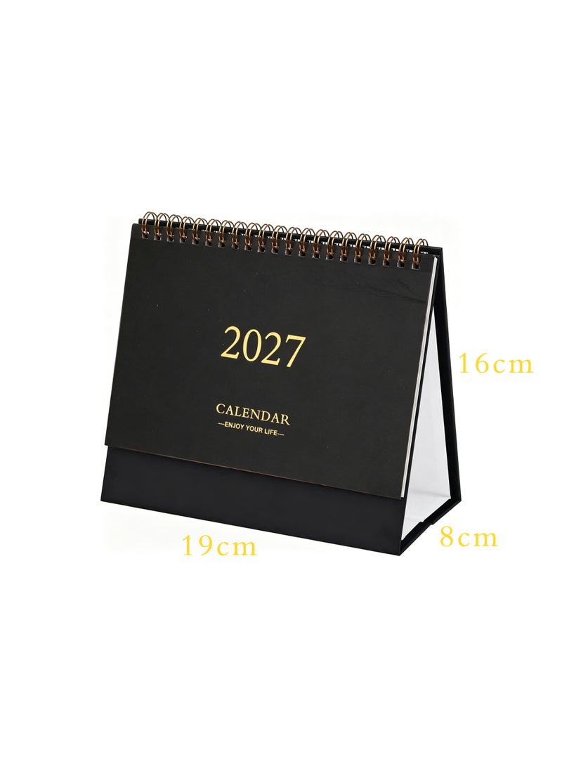 NIIMBOT Desk Calendar 2026-2027, Standing Flip Small Desk Calendar 2026/07-2027/12, 18-Month Monthly Desktop Calendar, Twin-Wire Binding 360° Flip for Home or Office, Compact Black Calendar for Students and Teachers (Black) - Image 2