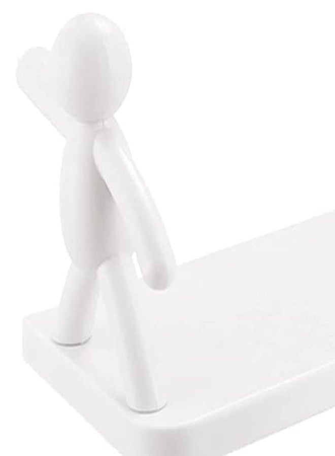 OXGO Wall-Mounted Plastic Bathroom Organizer, Self-Adhesive Storage Rack with 2 Stickers (White, Rectangular) - Image 3