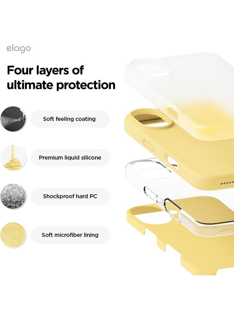 Elago Liquid Silicone for iPhone 16 Case Cover Full Body Protection, Shockproof, Slim, Anti-Scratch Soft Microfiber Lining - Yellow - Image 4