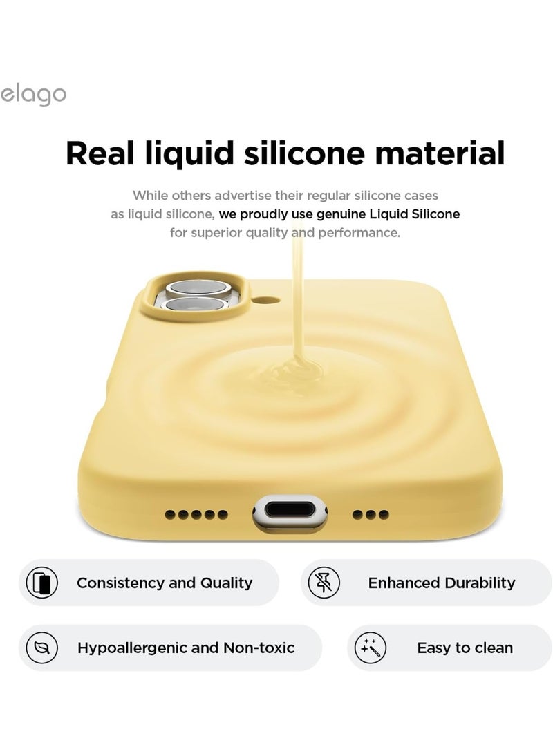 Elago Liquid Silicone for iPhone 16 Case Cover Full Body Protection, Shockproof, Slim, Anti-Scratch Soft Microfiber Lining - Yellow - Image 3