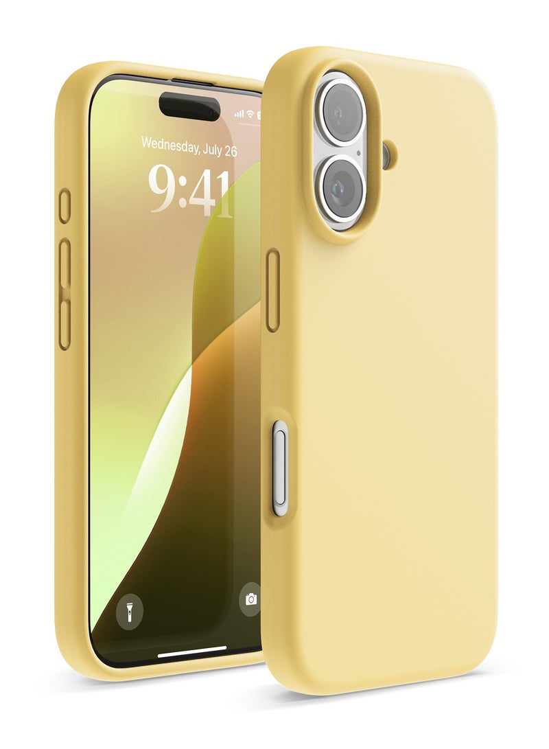 Elago Liquid Silicone for iPhone 16 Case Cover Full Body Protection, Shockproof, Slim, Anti-Scratch Soft Microfiber Lining - Yellow - Image 1