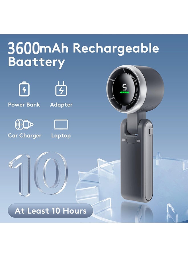 إكس ليفيل مروحة توربينية صغيرة محمولة، مروحة سفر قابلة لإعادة الشحن عبر USB، 5 سرعات، بطارية 3600 مللي أمبير/ساعة وسرعة 15000 دورة في الدقيقة، تدوم حتى 12 ساعة عمل، مروحة تبريد شخصية قابلة للطي 5 في 1 للسفر/المنزل/المكتب، لون أسود. - Image 3