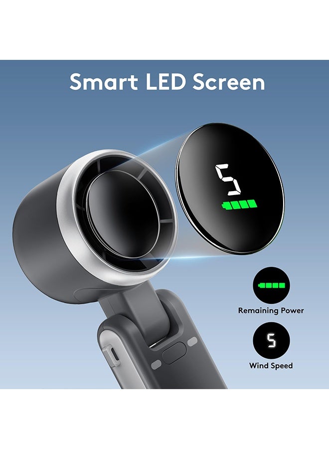 إكس ليفيل مروحة توربينية صغيرة محمولة، مروحة سفر قابلة لإعادة الشحن عبر USB، 5 سرعات، بطارية 3600 مللي أمبير/ساعة وسرعة 15000 دورة في الدقيقة، تدوم حتى 12 ساعة عمل، مروحة تبريد شخصية قابلة للطي 5 في 1 للسفر/المنزل/المكتب، لون أسود. - Image 5