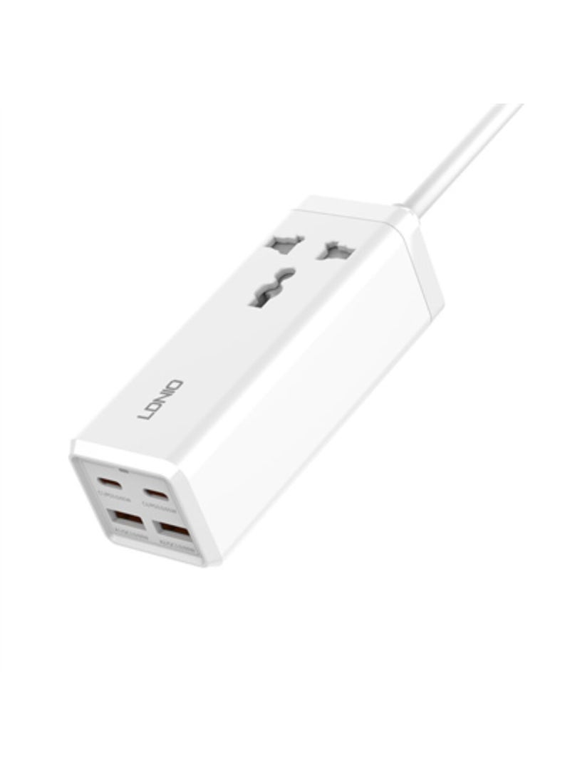 لدنيو مقبس طاقة Ldnio SC1418 الاتحاد الأوروبي عالي السعة لتوصيل منزلي فعال سلك تمديد، 2 متر، 2500 واط، 2 منفذ USB-C، 2 منفذ USB-A، مقبس واحد مقبس طاقة Ldnio SC1418 الاتحاد الأوروبي عالي السعة لتوصيل منزلي فعال سلك تمديد، 2 متر، 2500 واط، 2 منفذ USB-C، 2 منفذ USB-A، مقبس واحد أبيض - Image 1