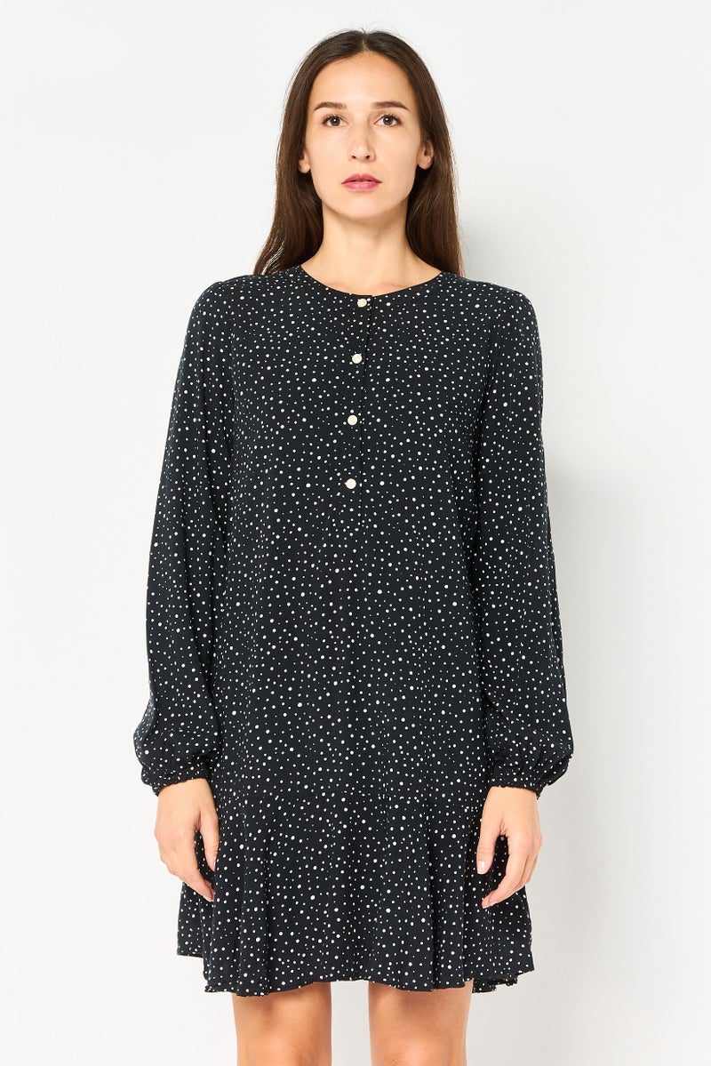 GAP Women Allover Print Mini Dress, Black - Image 1