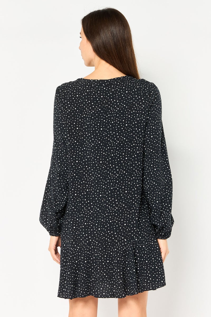 GAP Women Allover Print Mini Dress, Black - Image 4