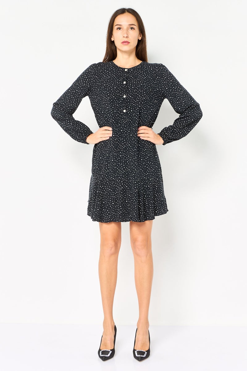 GAP Women Allover Print Mini Dress, Black - Image 2