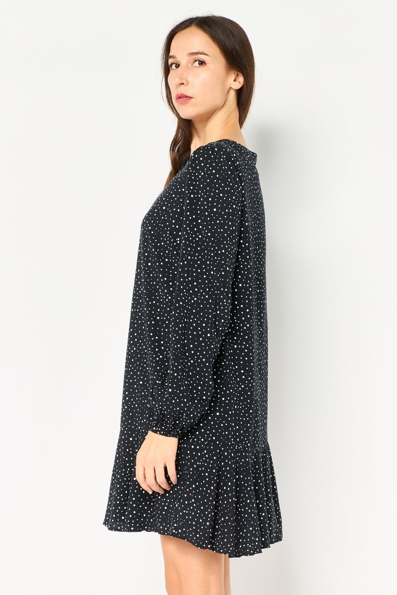 GAP Women Allover Print Mini Dress, Black - Image 3