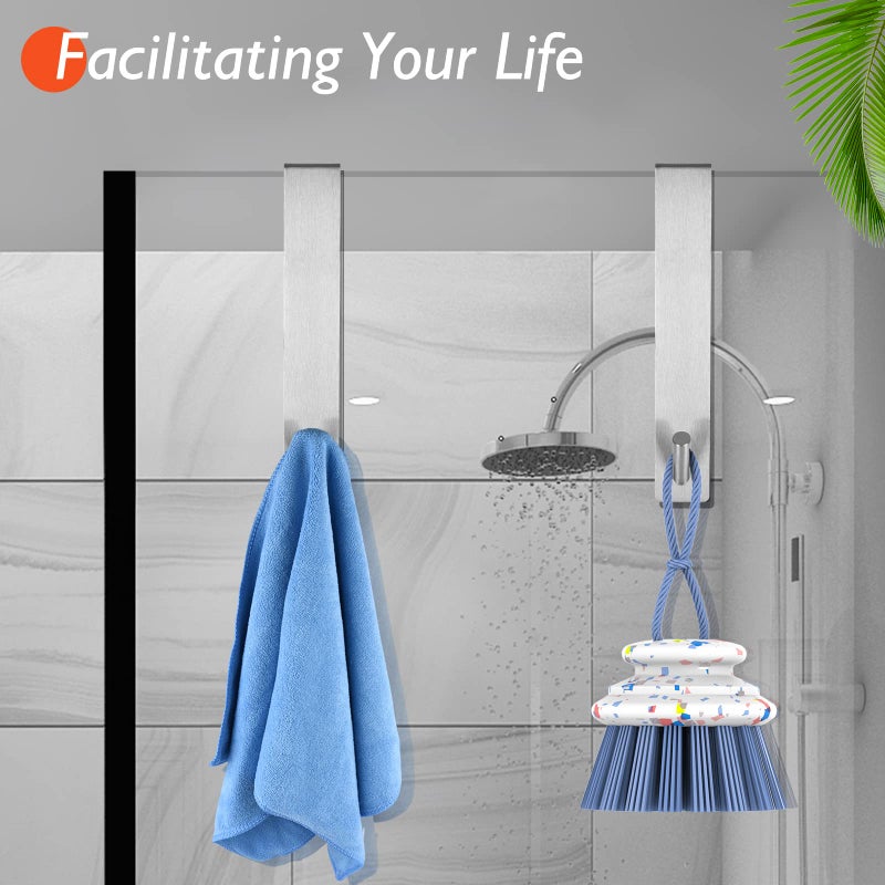 Kontoyo Shower Door Hooks(7.5 Inch),Extended Over Door Hooks for Bathroom Frameless Glass Shower Door,Stainless Steel Towel Hooks,Heavy Duty Rack Hooks for Robe,Towel-2 Pack-Silver - Image 5