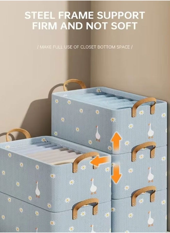 Generic Storage Bags Large Storage Clothes Storage Box Fabric Storage Boxes Collapsible Storage Bins Storage Bags with Reinforced Handle Decorative Closet Organizers and Storage for Clothes, Towels, Books  - Image 4