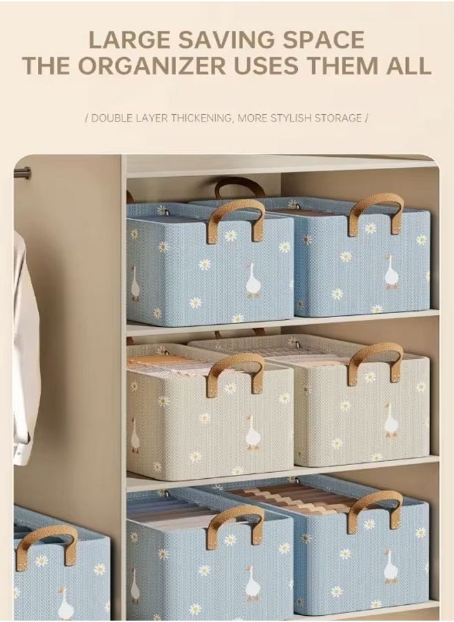 Generic Storage Bags Large Storage Clothes Storage Box Fabric Storage Boxes Collapsible Storage Bins Storage Bags with Reinforced Handle Decorative Closet Organizers and Storage for Clothes, Towels, Books  - Image 3