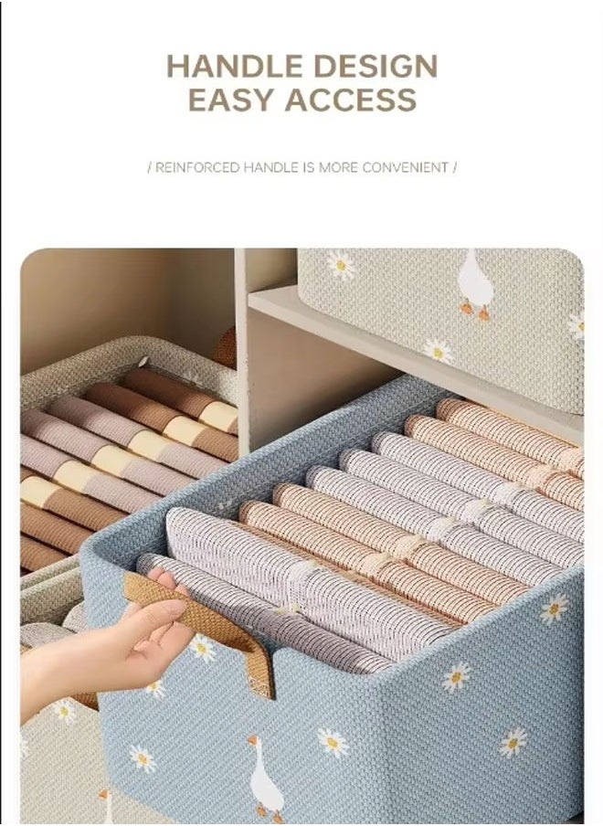 Generic Storage Bags Large Storage Clothes Storage Box Fabric Storage Boxes Collapsible Storage Bins Storage Bags with Reinforced Handle Decorative Closet Organizers and Storage for Clothes, Towels, Books  - Image 5