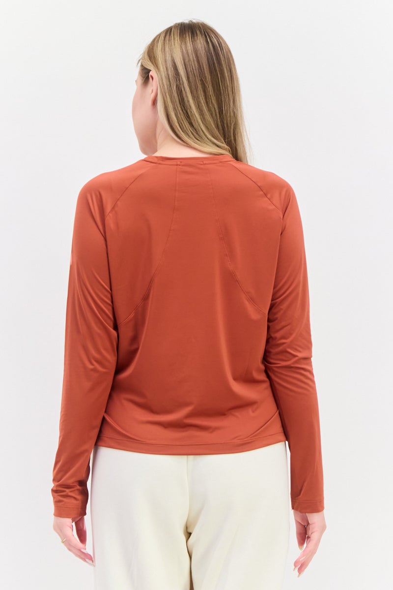 Brooks بلوزة تدريب طويلة الأكمام للنساء، بني صدئ - Image 3