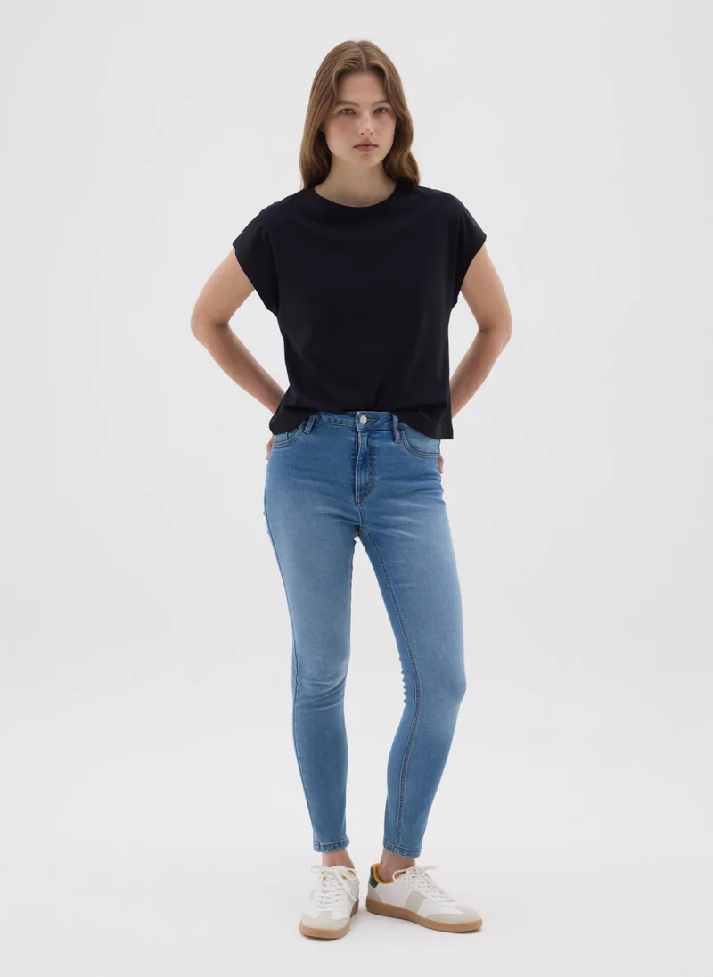 او في اس WOMEN'S SKINNY FIT BLACK DENIM JEANS