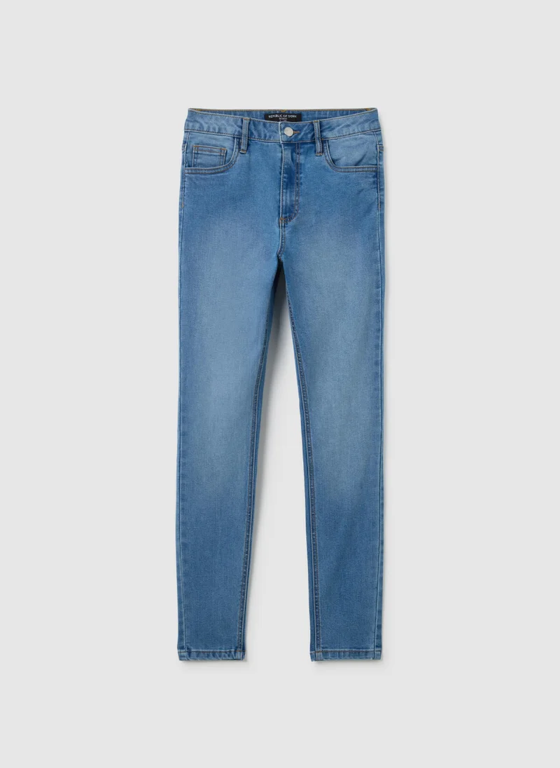 او في اس WOMEN'S SKINNY FIT BLACK DENIM JEANS