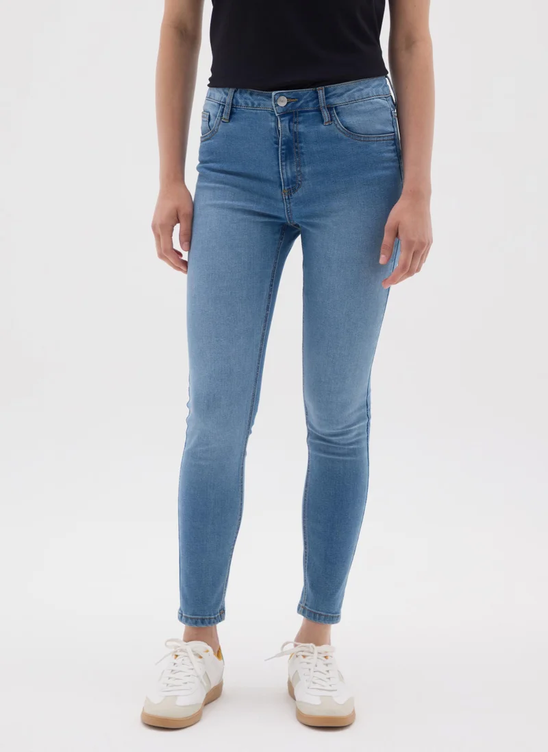 او في اس WOMEN'S SKINNY FIT BLACK DENIM JEANS