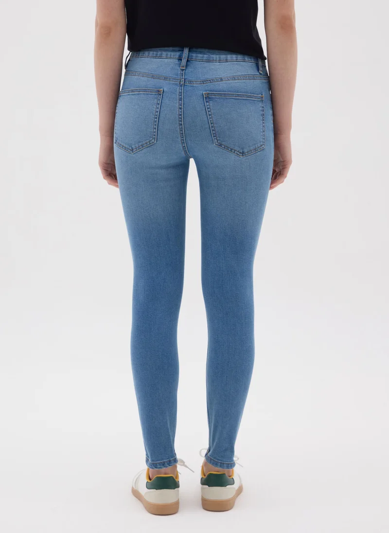 او في اس WOMEN'S SKINNY FIT BLACK DENIM JEANS