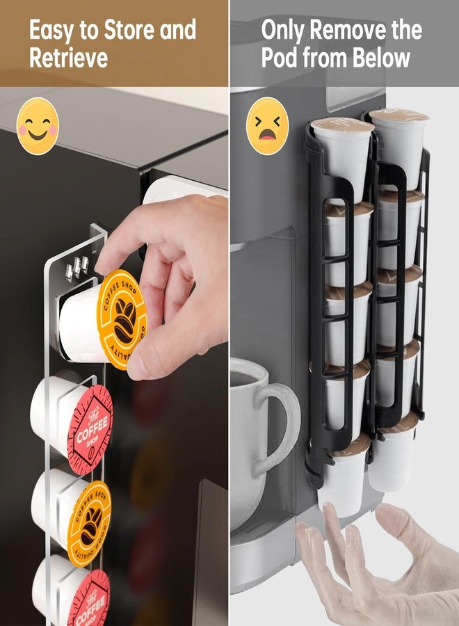 ان اي هوم حاملات كبسولات قهوة NiHome المصنوعة من الأكريليك الشفاف لكبسولات K-Cup، منظم كبسولات قهوة صغير الحجم لأجهزة Keurig، يُعلق على الجدران والخزائن والثلاجات، يوفر مساحة تخزين لكبسولات K-Cup، يتسع لـ 10 كبسولات، قطعتان - Image 3