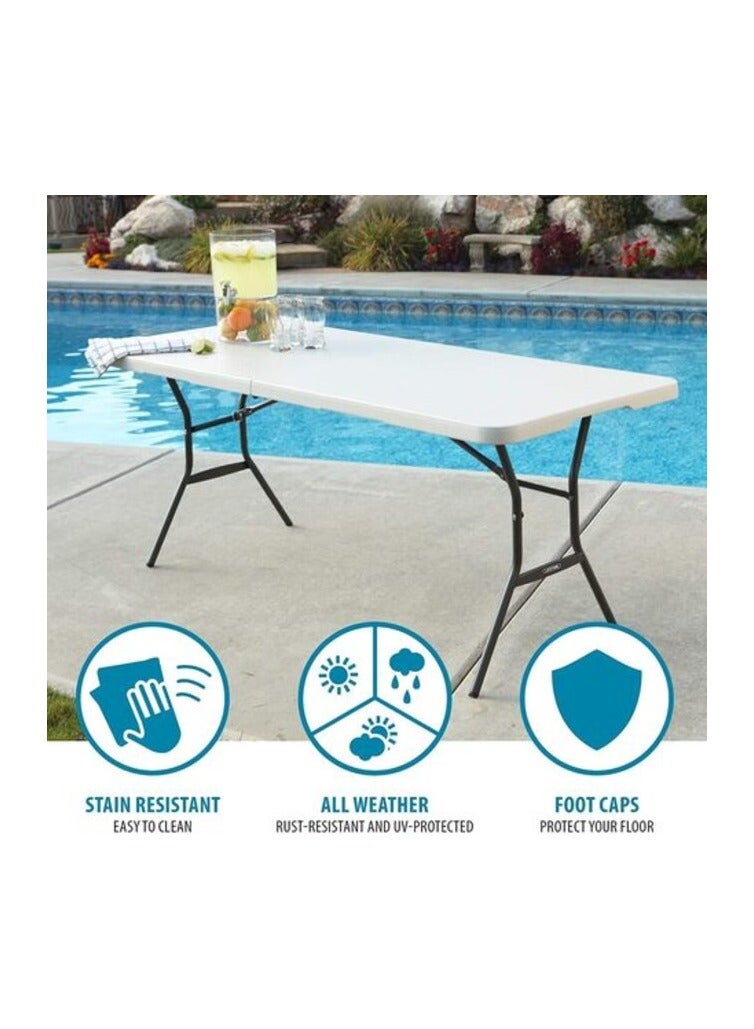 Class Dn-Bm0 Heavy Duty Folding Table Centerfold, Ideal For Crafts, Outdoor Events, Convenient Carry Handle, 6-Feet, White - Cldnbm09, 180*74Cm