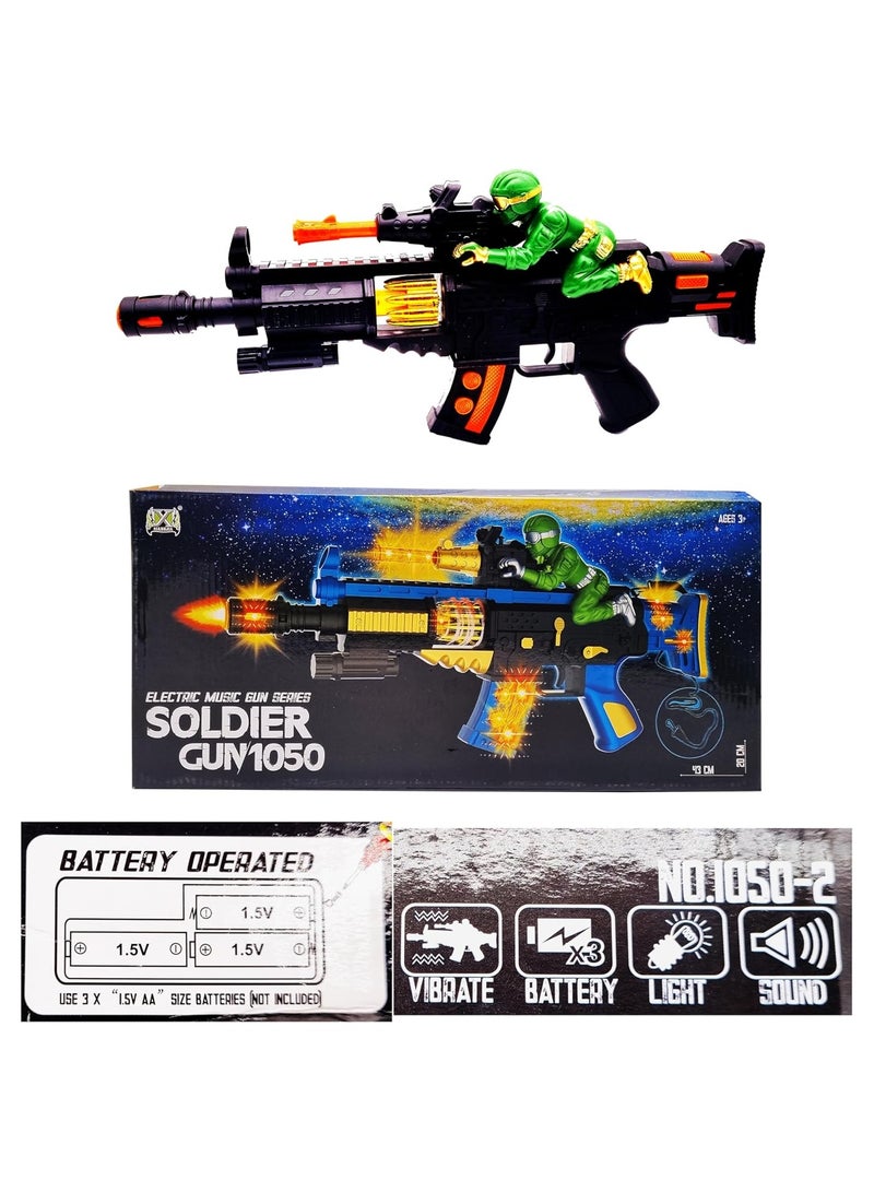 Soldier Gun 1050 Electric Music Toy Gun, Vibration, Light, Sound, Requires 3 AA Batteries (Not Included)  - Image 3