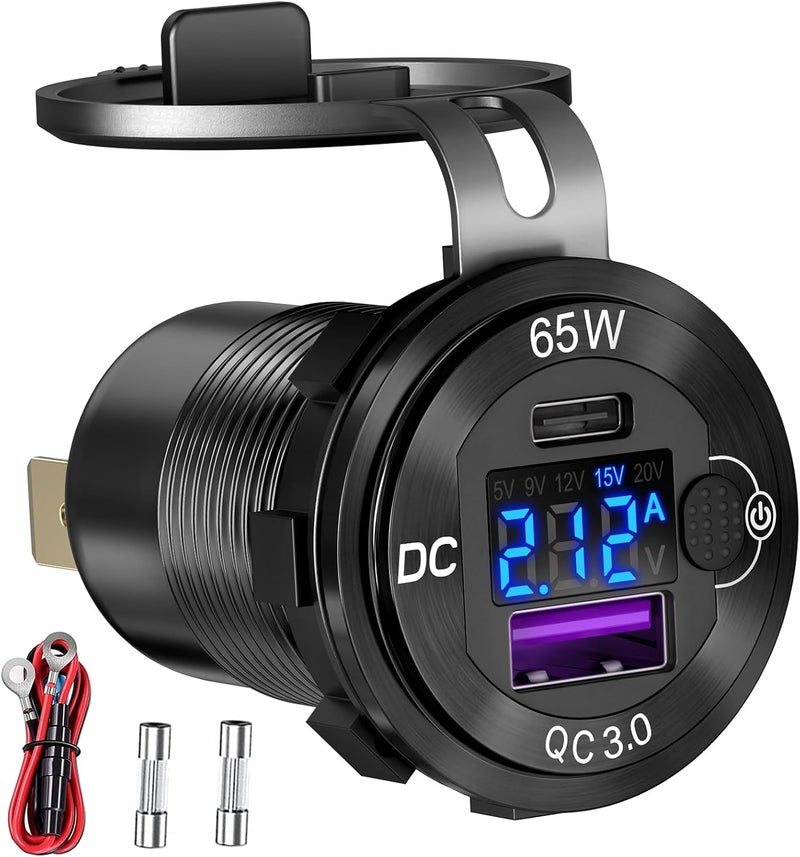 Ouffun 83W 12V USB Outlet Built-in Boost USB C Laptop Car Charger - Image 1