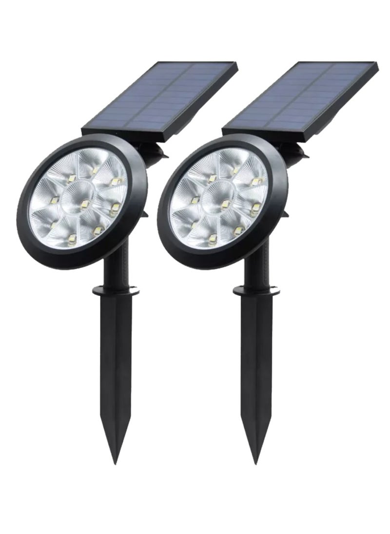 Yuwell 2-Pcs 9 Led Solar Solar Power Landscape Light Outdoor Waterproof Solar Walkway Spotlights Maintain 8-12 Hours Of Lighting For Your Garden, Landscape, Path, Yard, Patio, Driveway Multi Mode And RGB  - Image 1