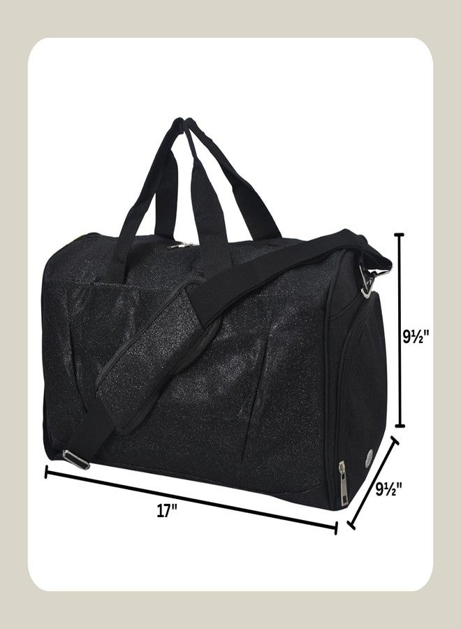 NGIL Glitter Cheer Gym Duffel Bag with Shoe Compartment, Small Travel Tote, and Overnight Carry-On for Women (Glitter-Black) - Image 3