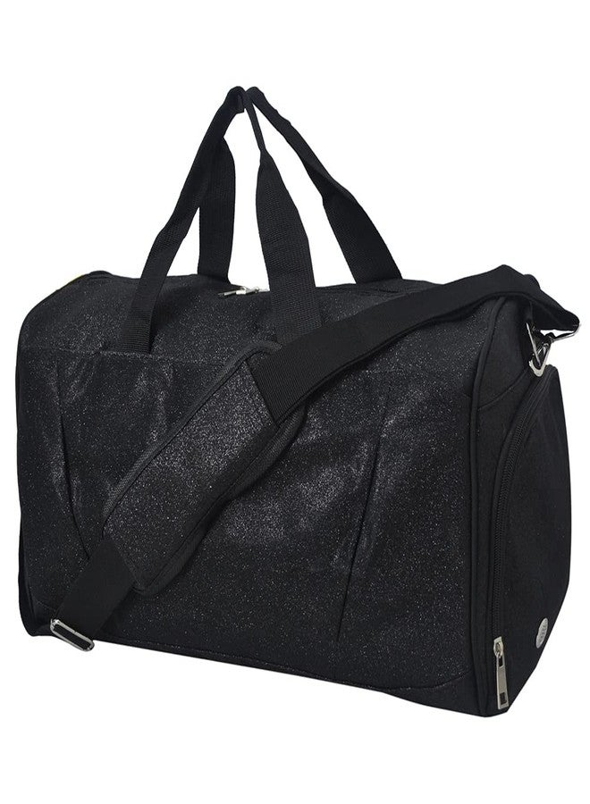 NGIL Glitter Cheer Gym Duffel Bag with Shoe Compartment, Small Travel Tote, and Overnight Carry-On for Women (Glitter-Black) - Image 1