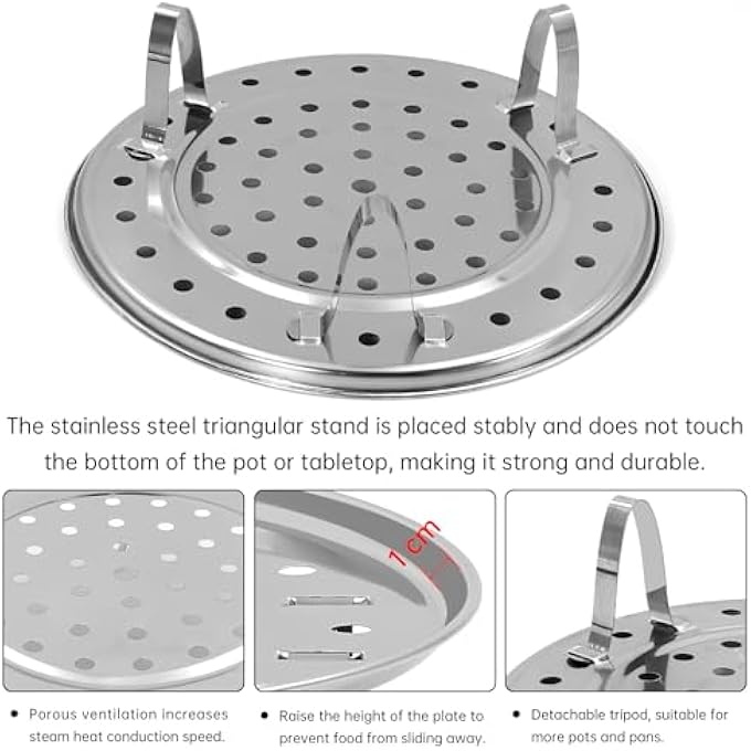 KASTWAVE 85 Stainless Steel Steamer Rack 2Pack Steam Tray With Removable Legs For Instant Pot Pressure Cooker  Oven Versatile Steaming Basket For Vegetables Seafood Dumplings - Image 4
