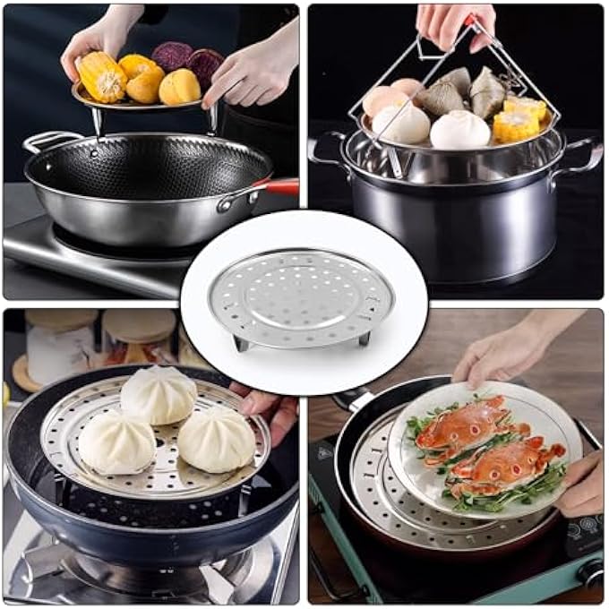 KASTWAVE 85 Stainless Steel Steamer Rack 2Pack Steam Tray With Removable Legs For Instant Pot Pressure Cooker  Oven Versatile Steaming Basket For Vegetables Seafood Dumplings - Image 3