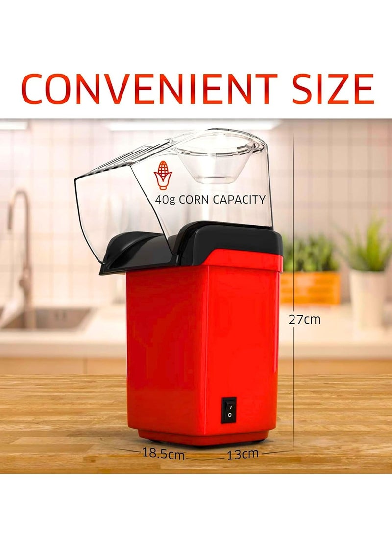 MAGIC VAULT Hot Air Popcorn Maker Machine 1200W Electric Popcorn Popper Oil Free & BPA Free Healthy Snacks for Kids & Adults Fast 2 Min Popcorn for Home, Movie Nights, & Parties Retro Design - Image 2