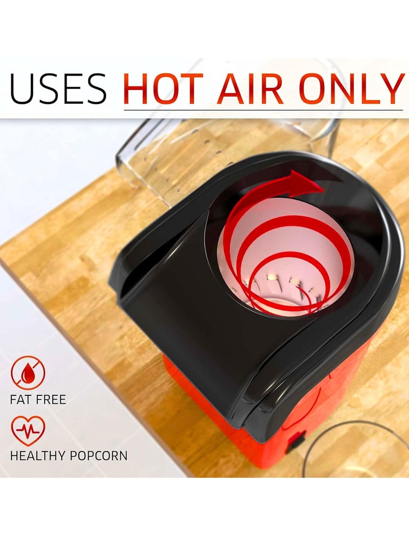 MAGIC VAULT Hot Air Popcorn Maker Machine 1200W Electric Popcorn Popper Oil Free & BPA Free Healthy Snacks for Kids & Adults Fast 2 Min Popcorn for Home, Movie Nights, & Parties Retro Design - Image 3