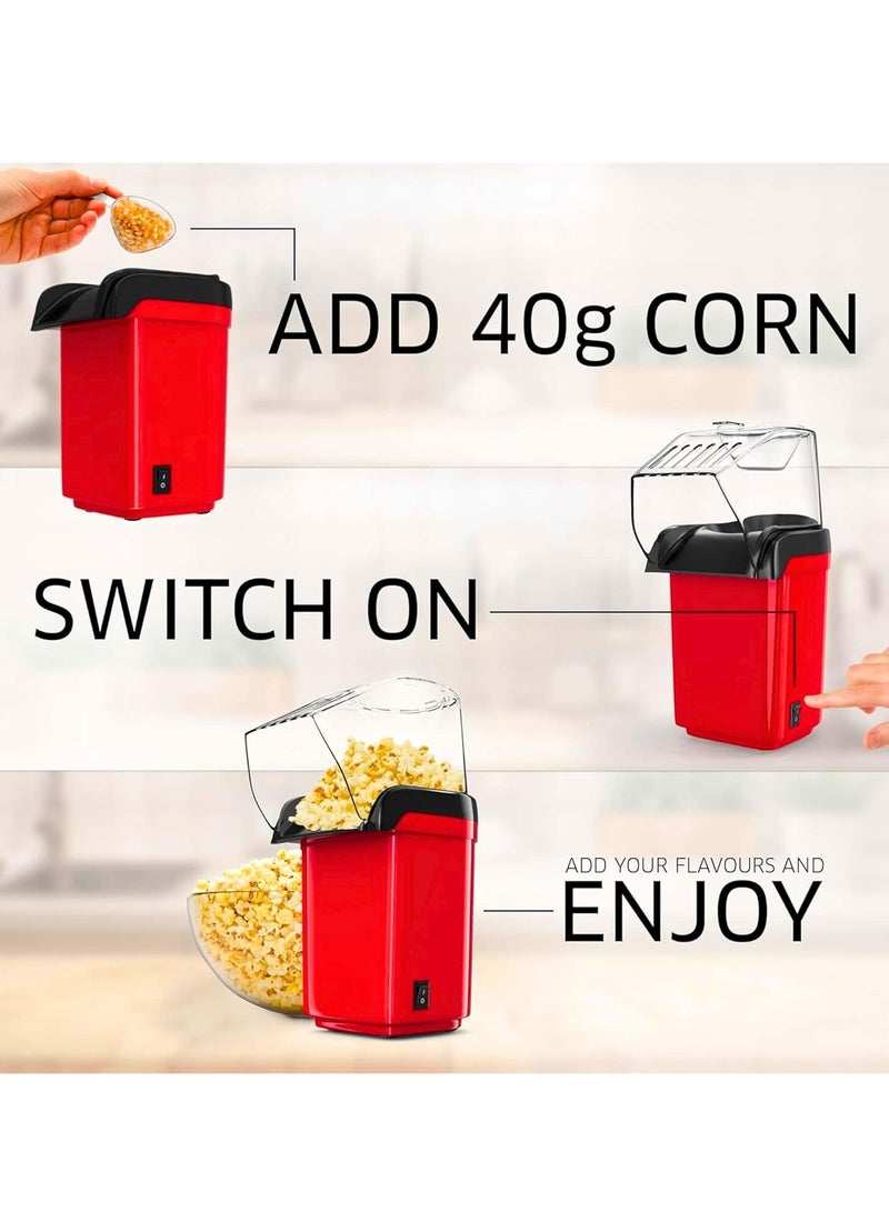 MAGIC VAULT Hot Air Popcorn Maker Machine 1200W Electric Popcorn Popper Oil Free & BPA Free Healthy Snacks for Kids & Adults Fast 2 Min Popcorn for Home, Movie Nights, & Parties Retro Design - Image 4