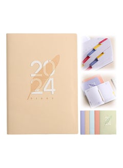 Merrystick 2024 Planner Diary Notebook Academic Calendar Monthly Weekly Daily Planner A5 Lined Leather Hardcover Notebook Premium Thick Paper Suitable for Office Home School Writing Staff Student Gift  - Image 1