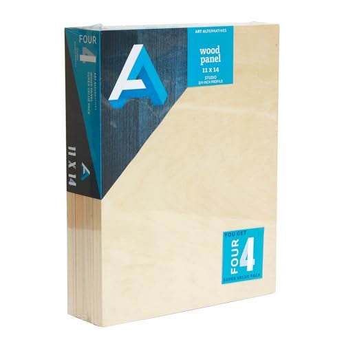 Art Alternatives Classic Wood Panel Value Pack, Studio, .75" Profile, 11" x 14", 4/Pkg. - Image 3