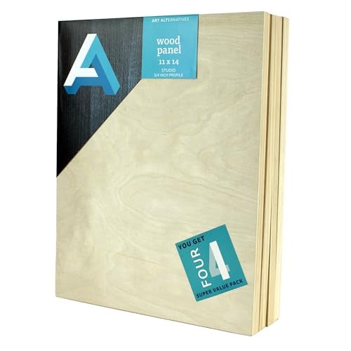 Art Alternatives Classic Wood Panel Value Pack, Studio, .75" Profile, 11" x 14", 4/Pkg. - Image 2