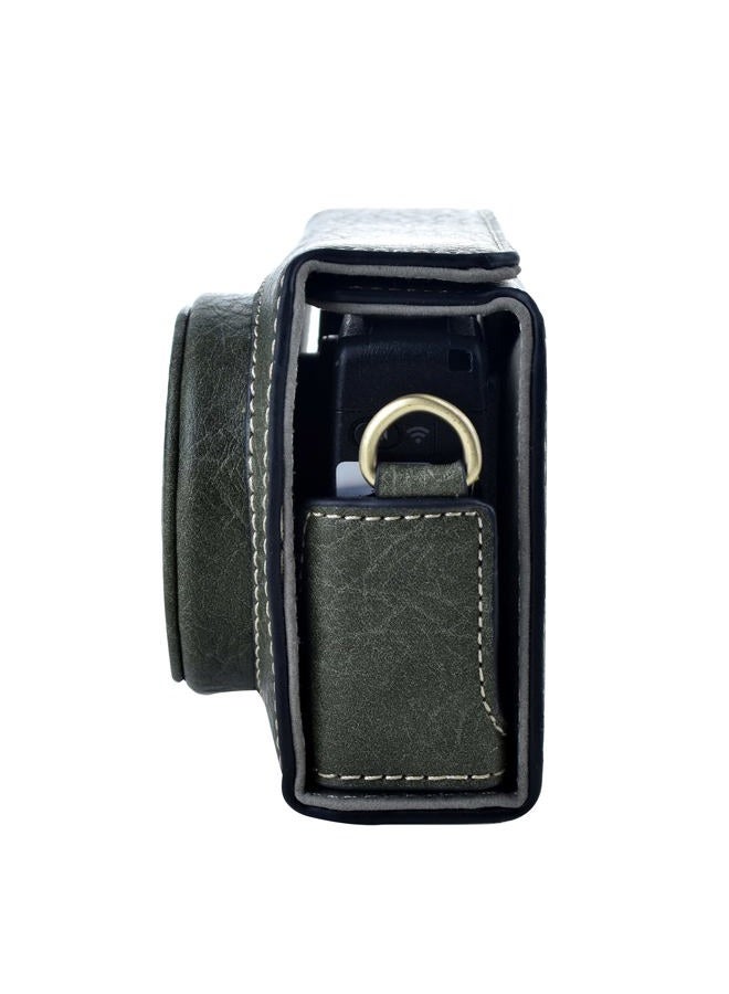 Rieibi حافظة Ricoh GR III - حافظة كاميرا جلدية PU عتيقة لكاميرا Ricoh GR III GRIII GR3 DSLR - حافظة واقية مع حزام - أخضر - Image 4