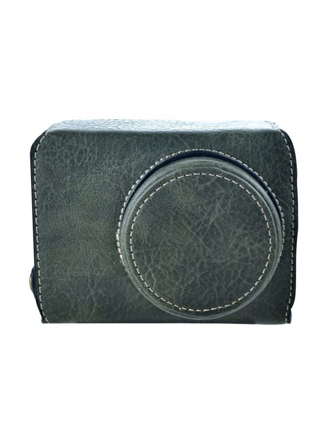 Rieibi حافظة Ricoh GR III - حافظة كاميرا جلدية PU عتيقة لكاميرا Ricoh GR III GRIII GR3 DSLR - حافظة واقية مع حزام - أخضر - Image 2