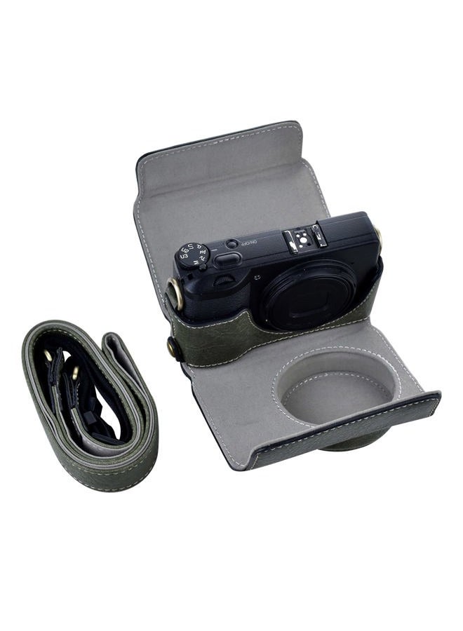 Rieibi حافظة Ricoh GR III - حافظة كاميرا جلدية PU عتيقة لكاميرا Ricoh GR III GRIII GR3 DSLR - حافظة واقية مع حزام - أخضر - Image 5