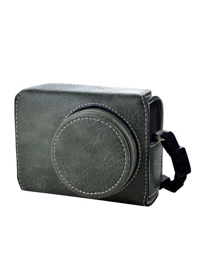 Rieibi حافظة Ricoh GR III - حافظة كاميرا جلدية PU عتيقة لكاميرا Ricoh GR III GRIII GR3 DSLR - حافظة واقية مع حزام - أخضر - Image 1