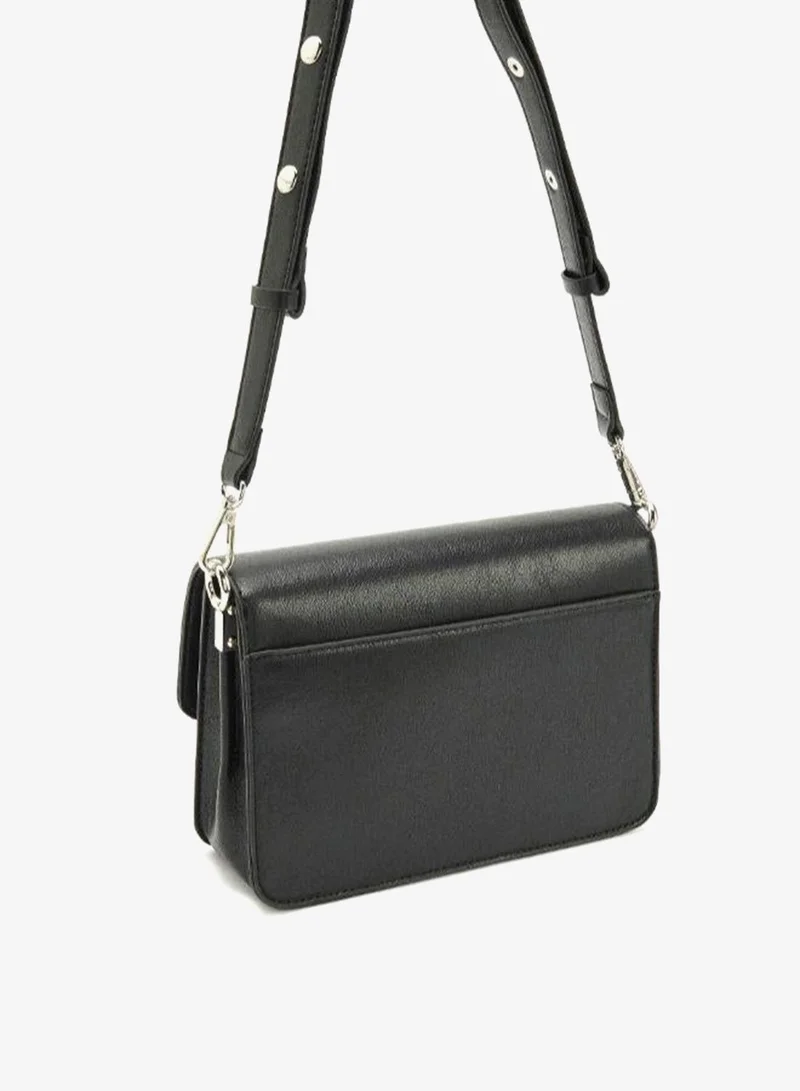 PARFOIS Black Crossbody bag with flap and texture for Women | Best Price UAE