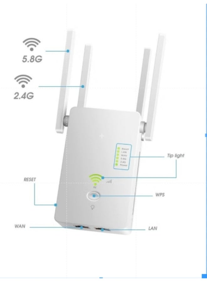 أنمي 5G WiFi الموسع الأبيض